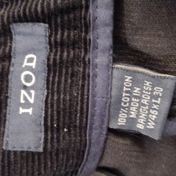 NWT Izod Cords Classic Straight Pleated Extender Waist Pants 46x30 Cotton - Picture 5 of 8